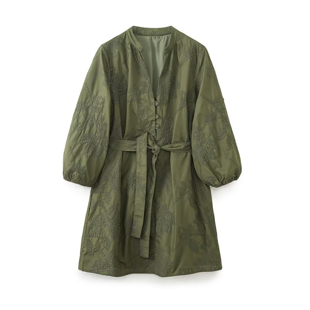 Women's Homemade Classic Embossed Embroidered Dress Dresses