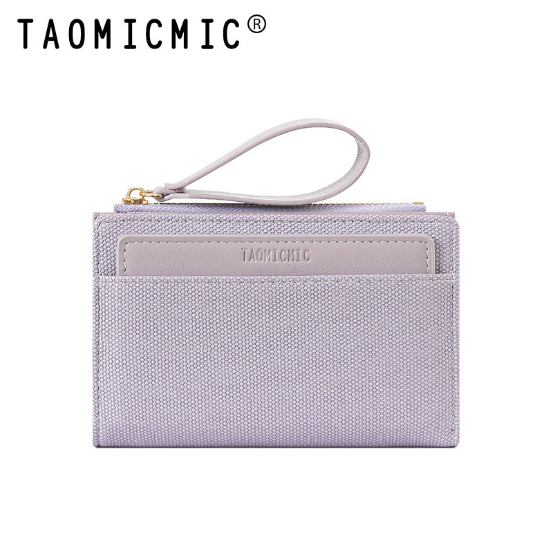 Women's Short Pocket Money Multiple Slots Canvas Pattern Ladies Wallets