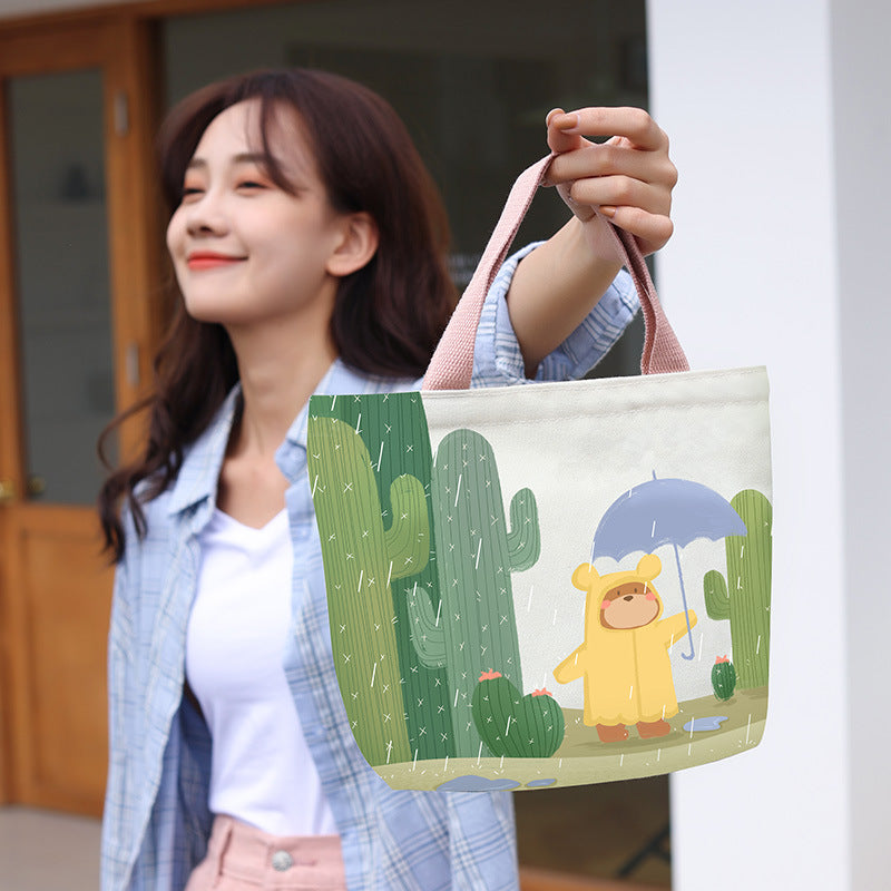 Women's Cute Cartoon Canvas Tutorial Lunch Size Handbags