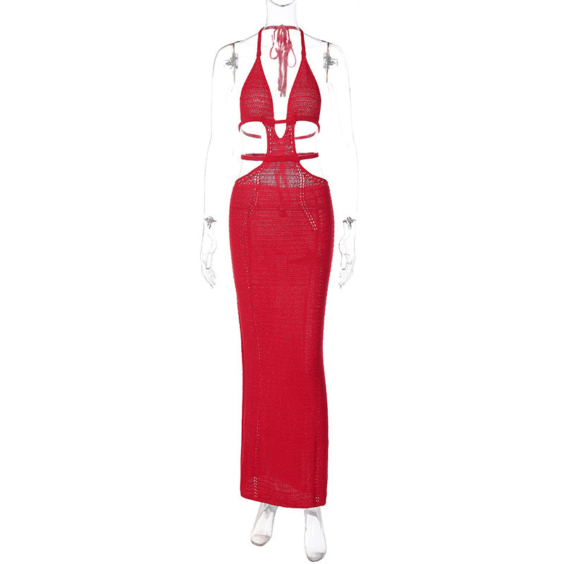 Women's Street Style Pure Desire Halter Wrapped Chest Hollow Dresses