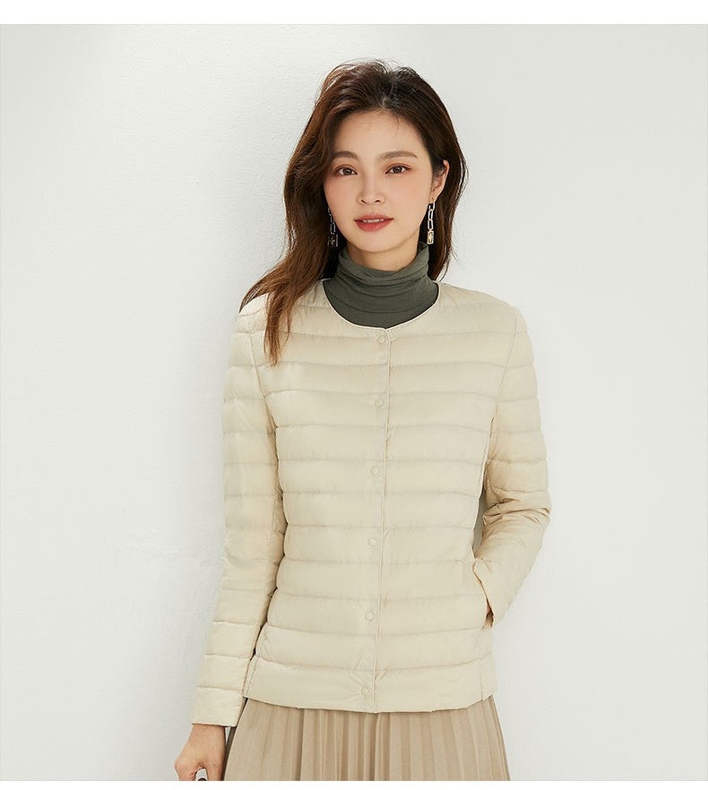 Women's Neck Slim Fit Large Collarless Long Jackets