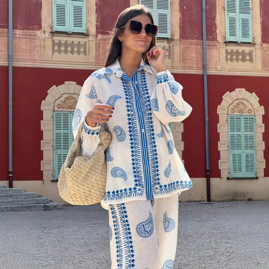 Personalized Printed Macaron Long Linen Sleeves Suits