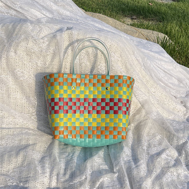 Women's Woven Large Capacity Straw Portable Vegetable Handbags