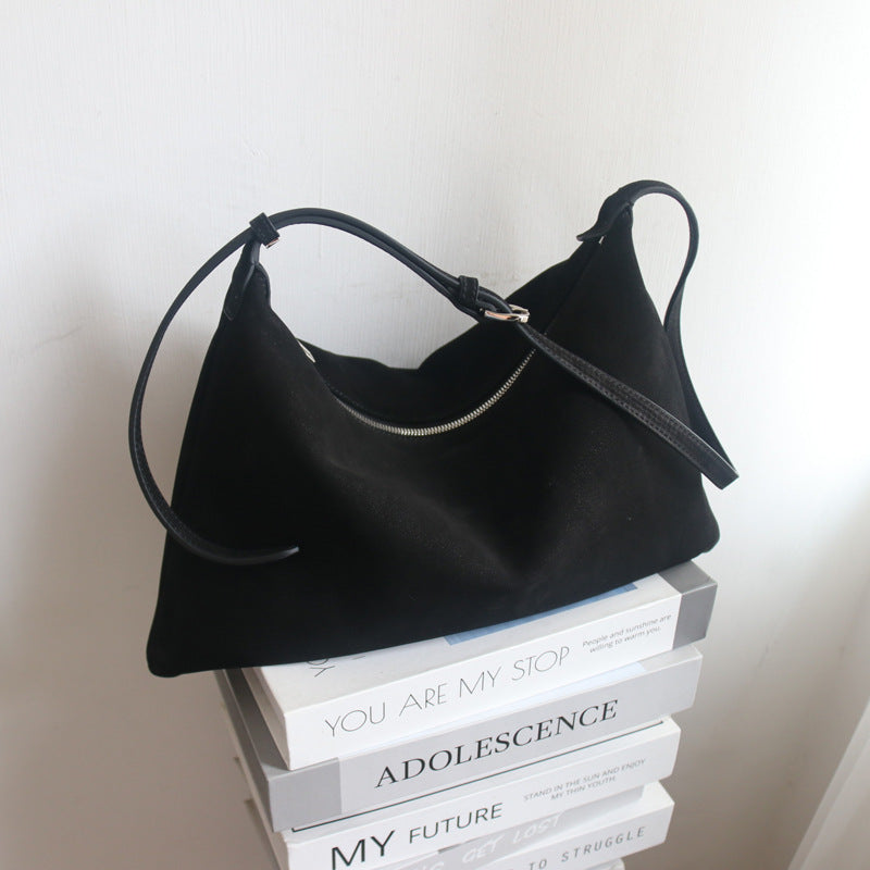 Women's Korean Soft Glutinous Suede Cattle Leather Armpit Bags