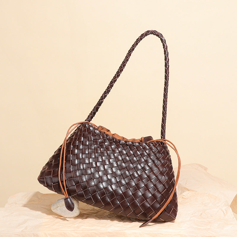 Women's Light Luxury Woven Underarm Portable Vegetable Bags