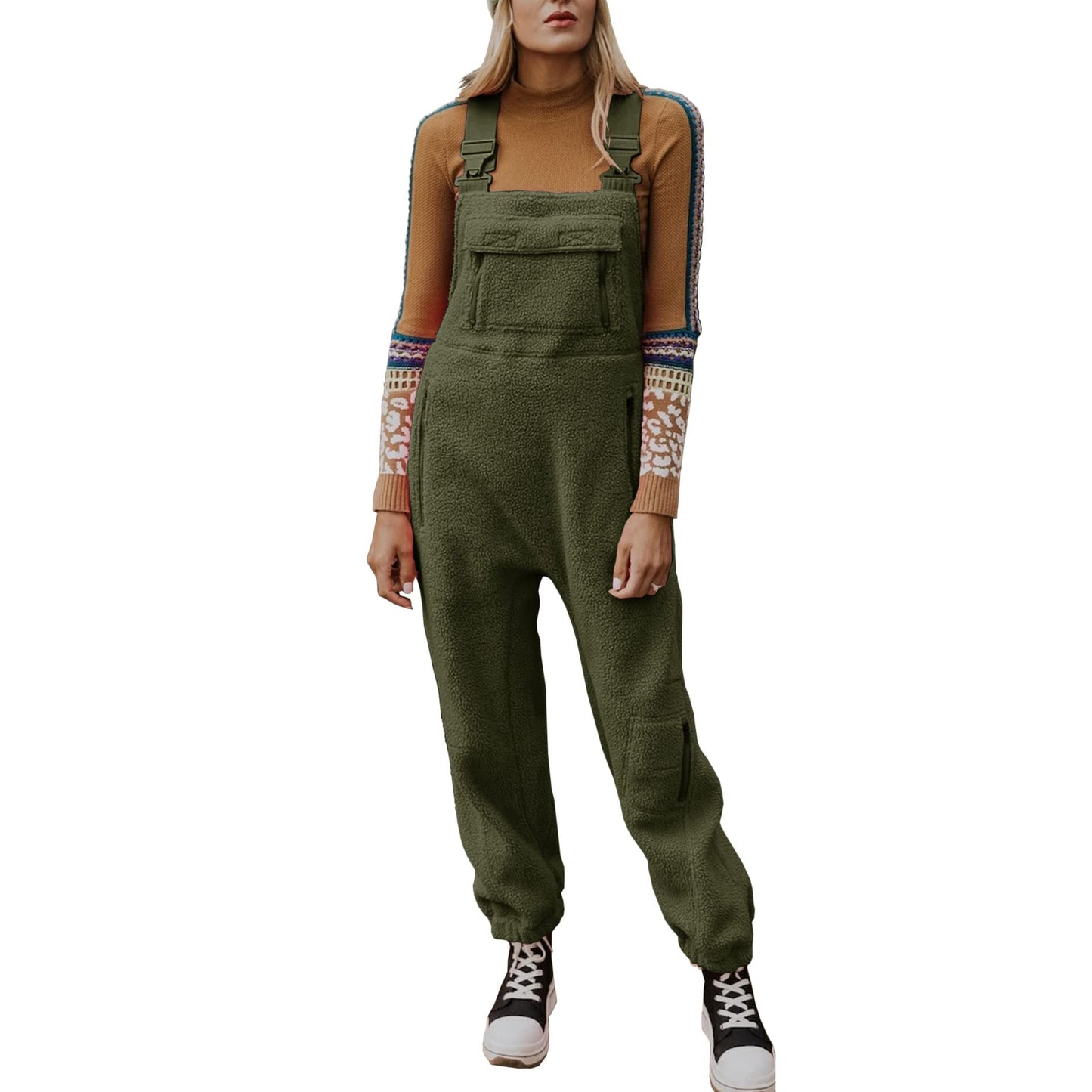 Women's Pocket Solid Color Adjustable Shoulder Strap Jumpsuits