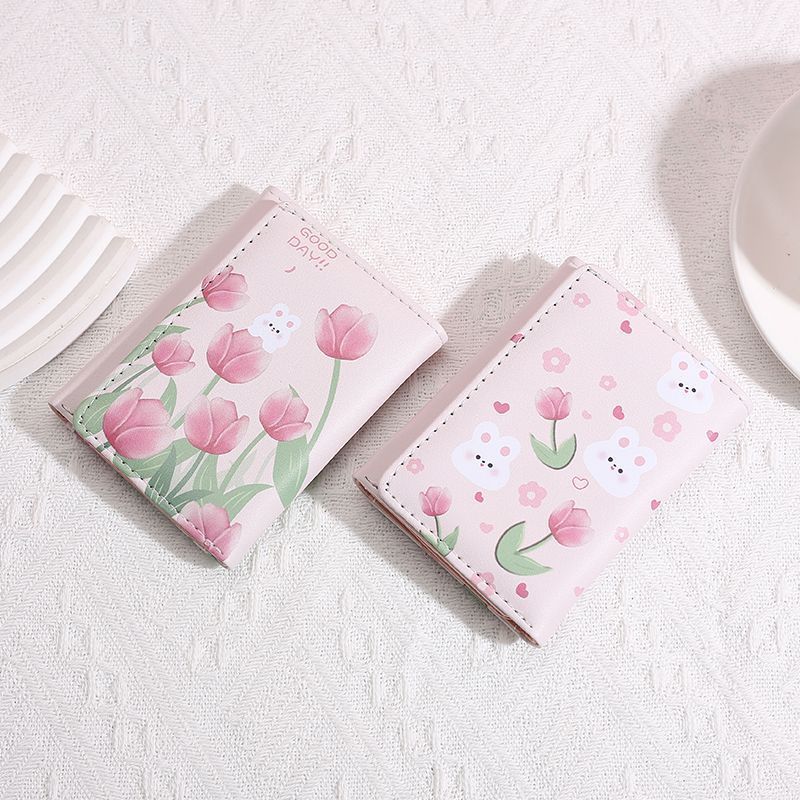 Women's Rabbit Tulip Off Short Style Cute Ladies Wallets
