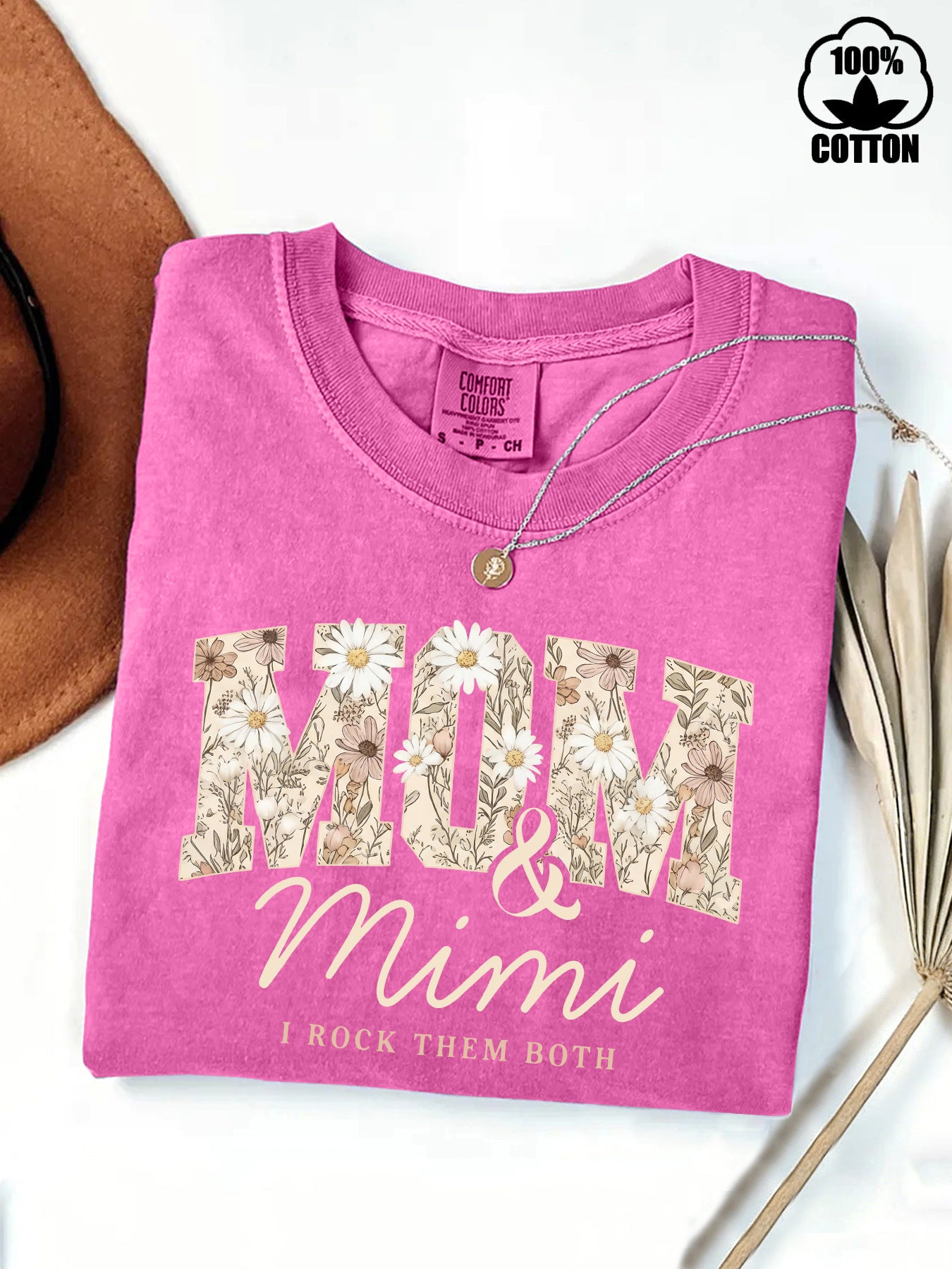 Pure Cotton Washed Fried Snowflake Mother Mei Love Both Printed Women's T-shirt