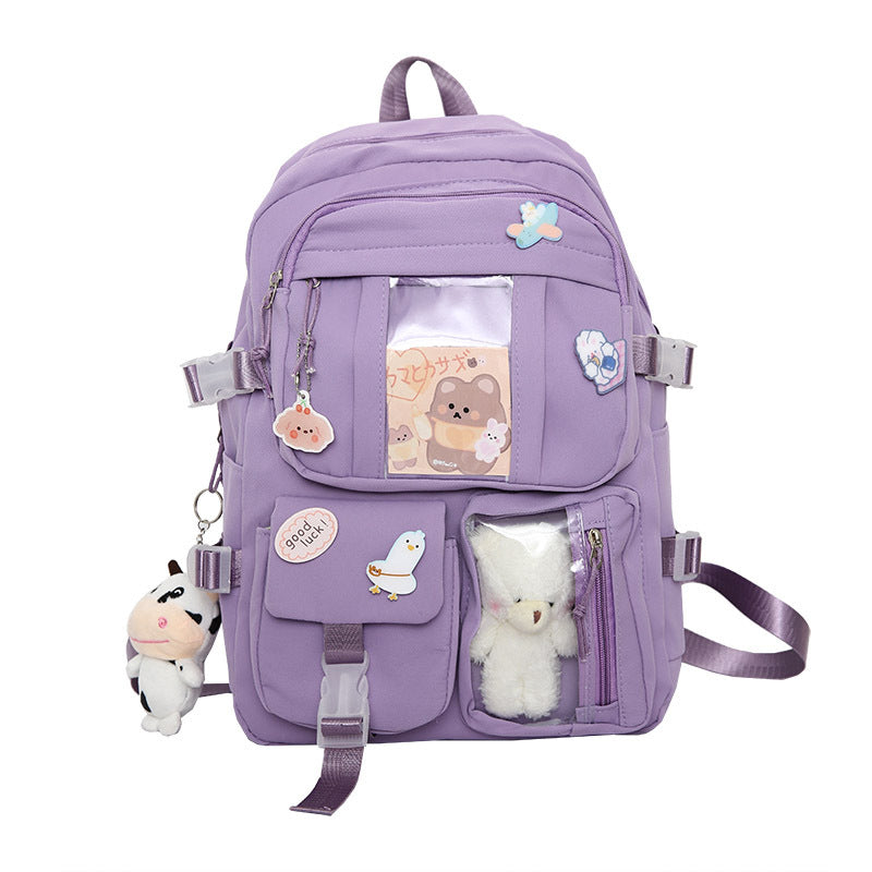 Schoolgirl Pendant Cartoon Cute Badge Bear Travel Bags