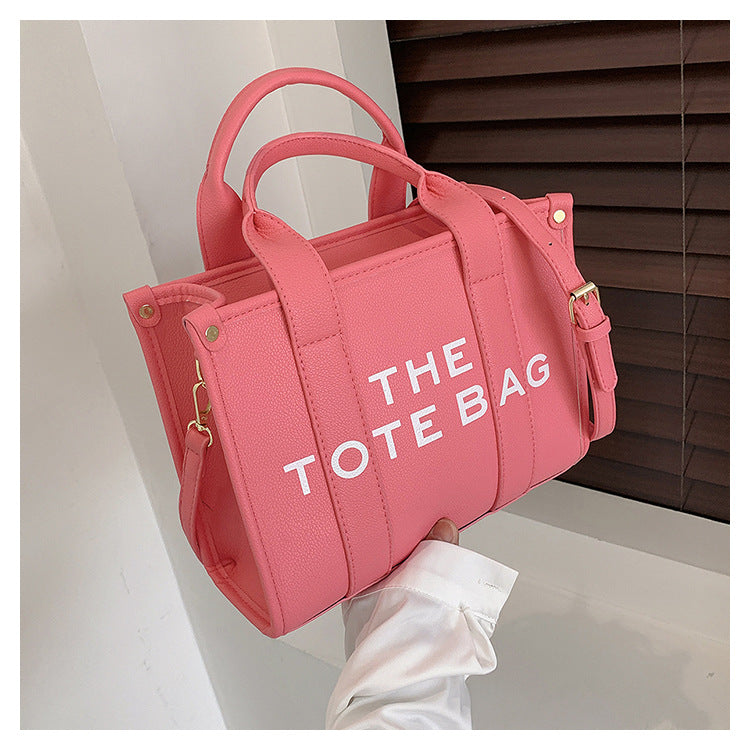 Women's Trendy Solid Color Letter Large Capacity Shoulder Bags