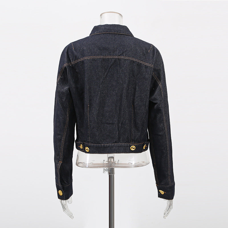 Design Denim Long-sleeved Single-breasted Line Advanced Jackets