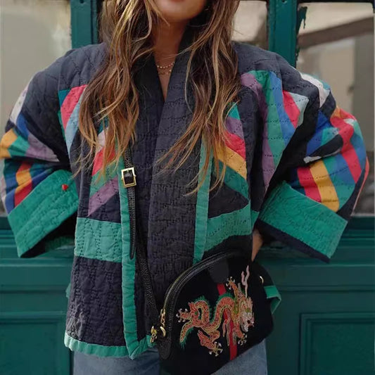 Women's Pretty Temperament Printed Quilted Loose-fitting Coats
