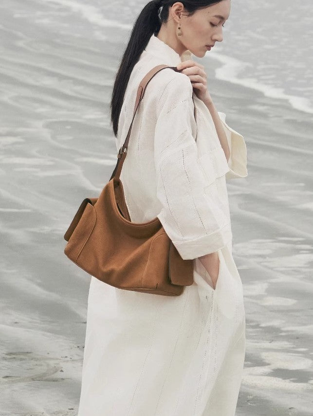 Women's Vegetable Tanned Calf Skin Large Capacity Shoulder Bags