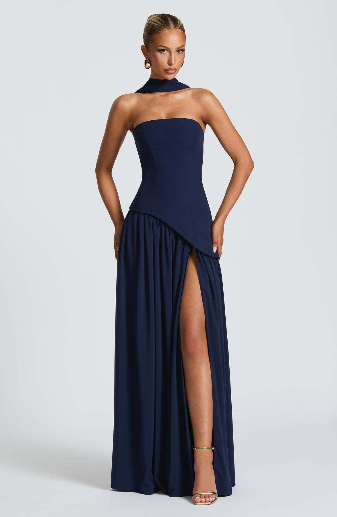 Women's Tube Pure Color Split Dress Fashion Sexy Dresses