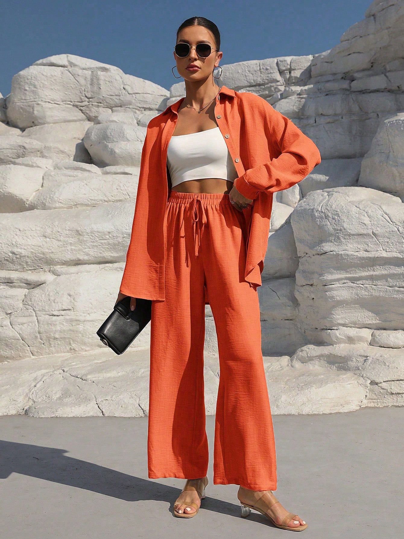 Women's Autumn Graceful Long Sleeve Two-piece Set Solid Fashion Casual Suit
