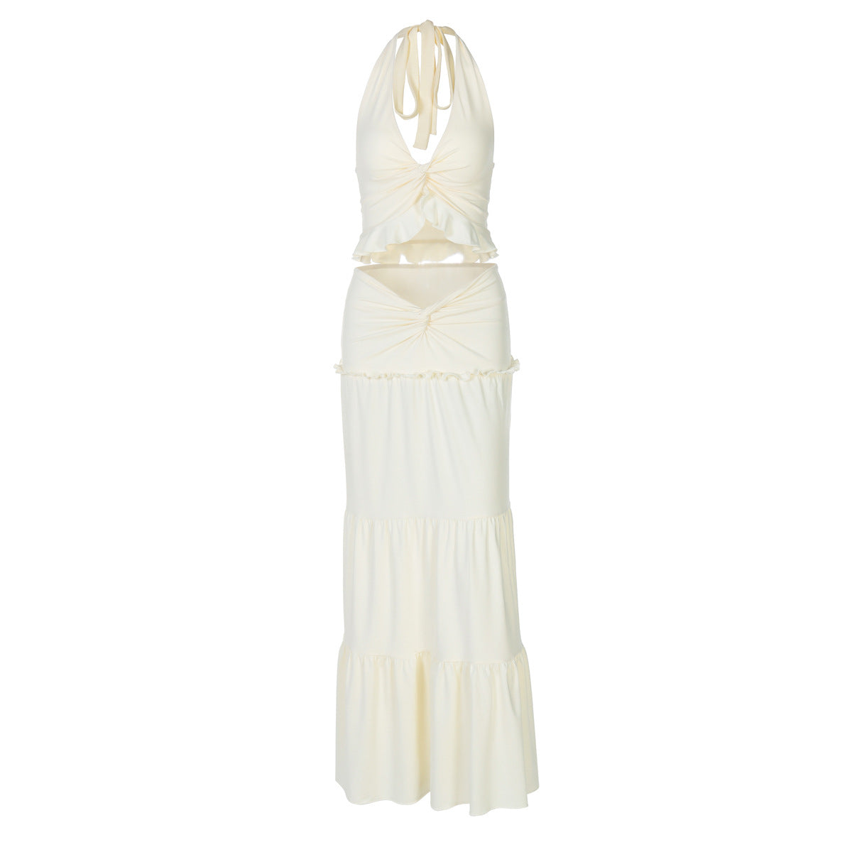 Women's Spring Sexy Wooden Ear Halter Spaghetti Straps Detail Suits