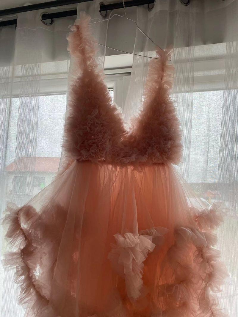 Women's Wide Hem Bubble Mesh Dress Long Dresses