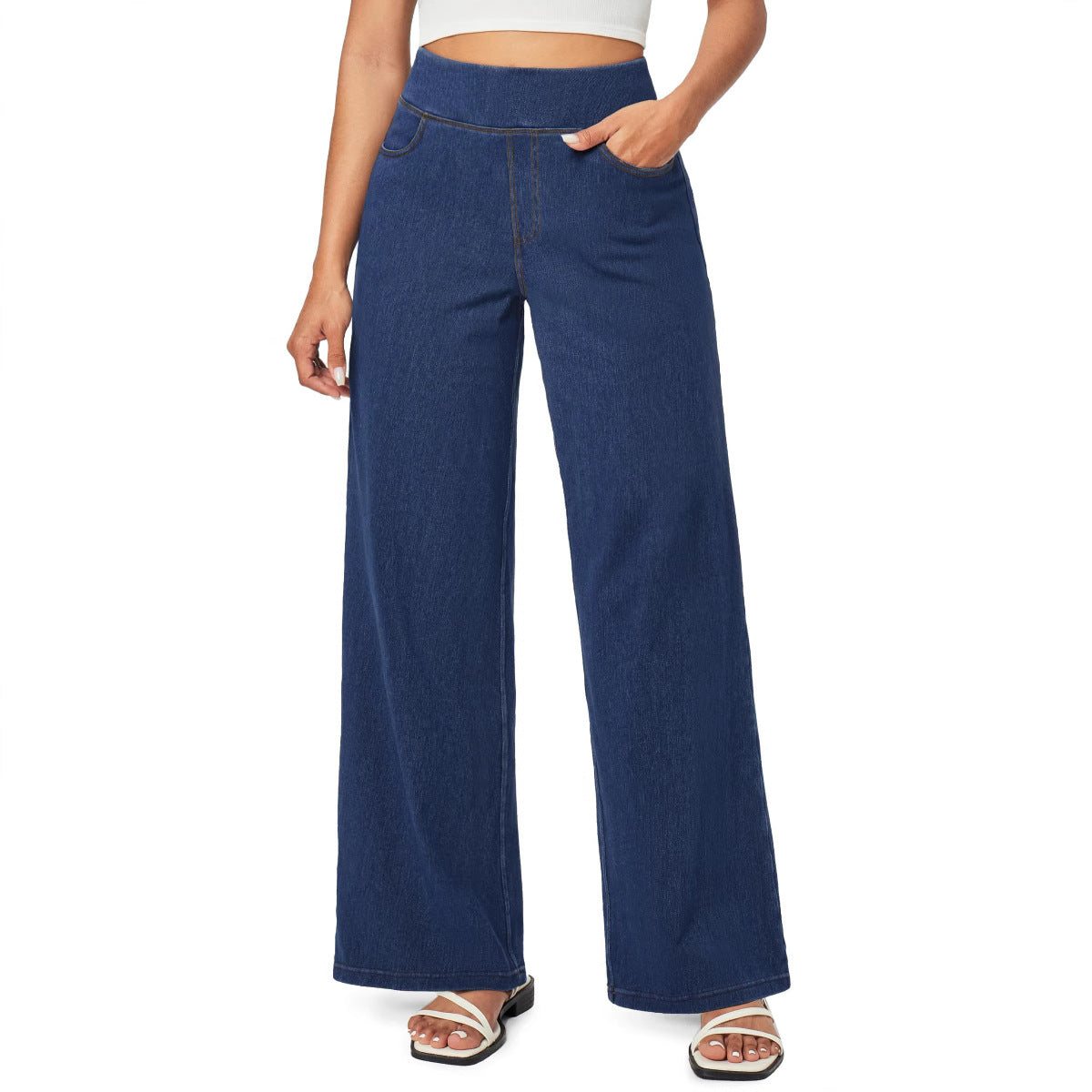 Women's Leg High Waist Slimming Baggy Straight Jeans
