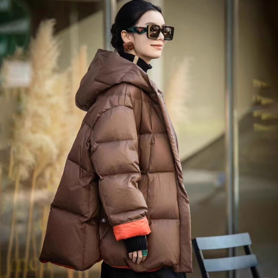 Women's Down Mid-length Padded Loose Casual Hooded Jackets