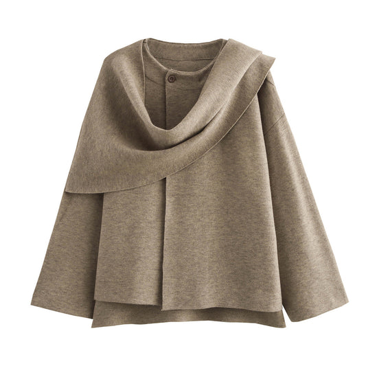 Women's Cape Style Round Neck Long Sleeve Coats