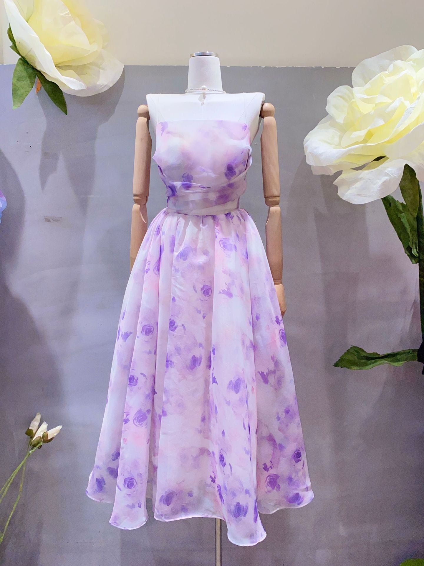 Korean Style Sleeveless Floral Cake Dress Dresses