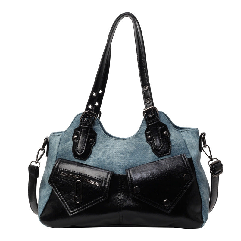 Women's Retro Large Capacity Stitching Simple Soft Crossbody Bags