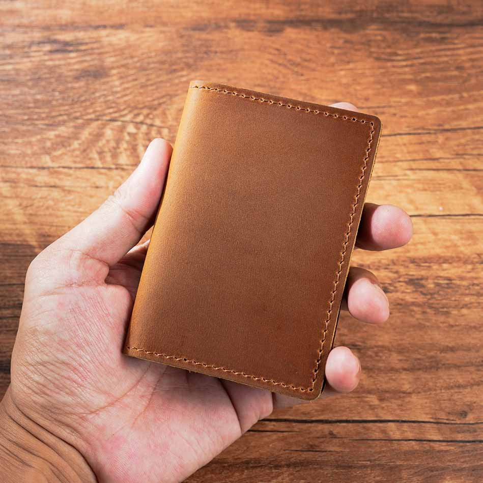Genuine Leather Cowhide Simple Bank Storage Card Holder