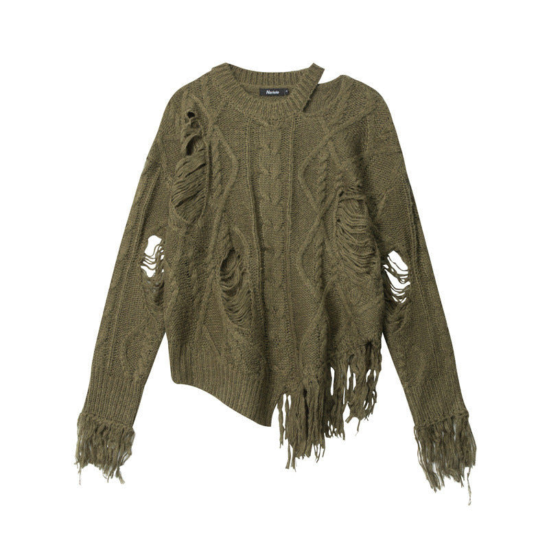 Ripped Design Loose Long Sleeve Idle Sweaters