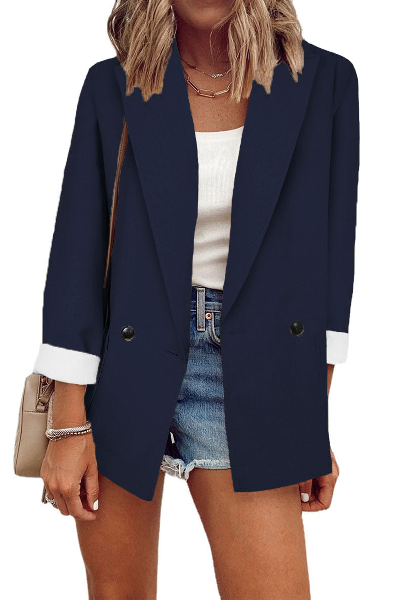 Fashion Solid Color Single Long Sleeve Small Suit