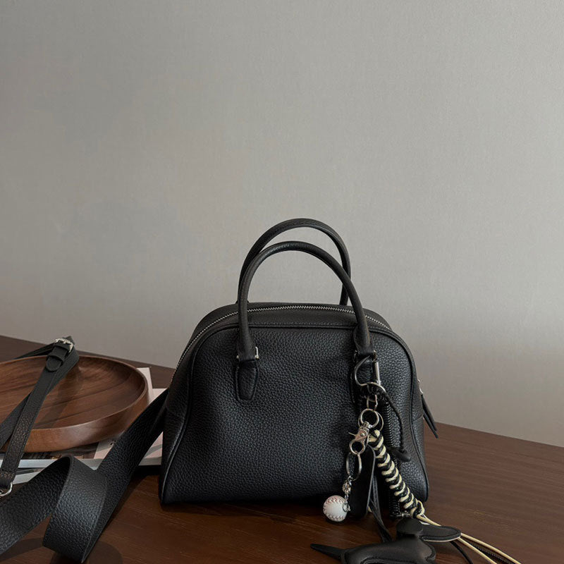 Beautiful First Layer Cowhide Bowling Boston Crossbody Bags