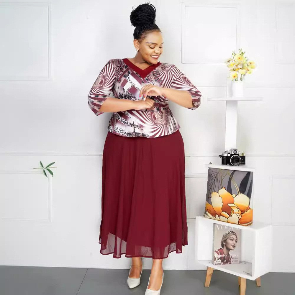 Women's African Sleeves Mother's Printed Dress Dresses