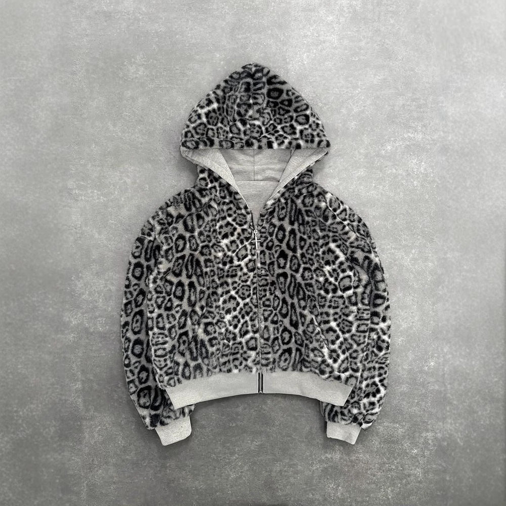 Hooded Two Sides Can Wear Vintage Leopard Sweaters