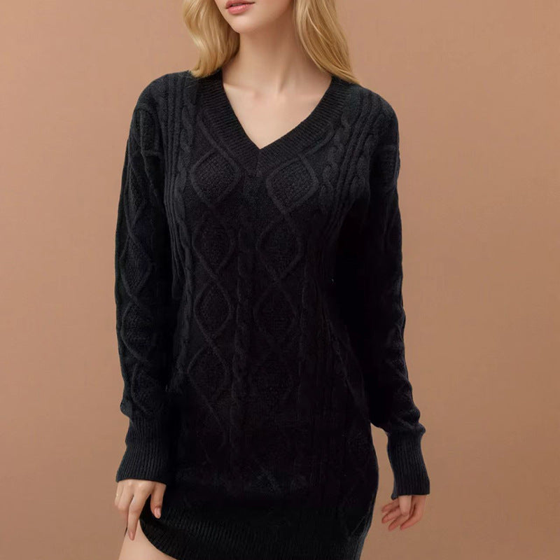 Women's Mid-length Solid Color Knitted Fashion Casual Sweaters