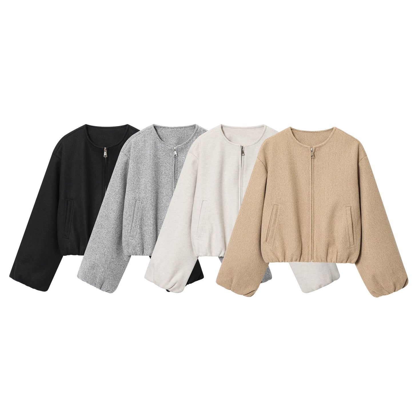 Women's Elegant Round Neck Soft Bomber Shorts