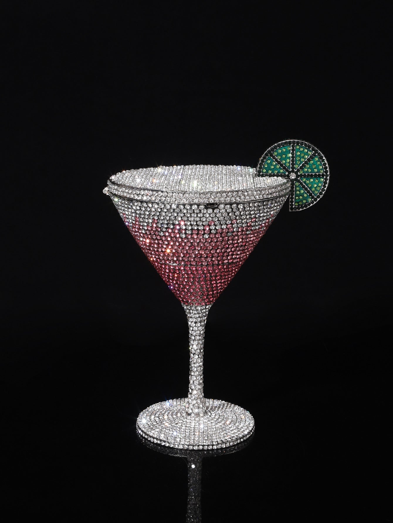 Shiny Champagne Bottle Rhinestone Bow Crystal Chain Evening Bags