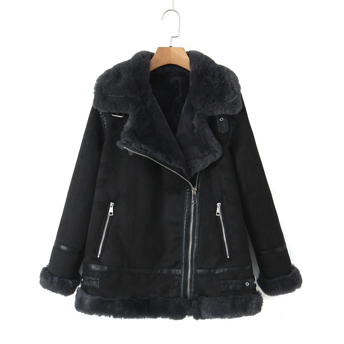 Women's Korean Style Casual Simple Thick Lambskin Coats
