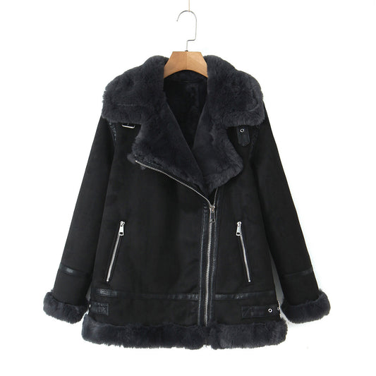 Women's Korean Style Casual Simple Thick Lambskin Coats