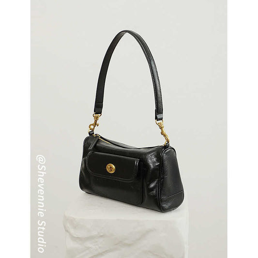 Women's Luxury High-grade Retro Spring Cowhide Underarm Bags