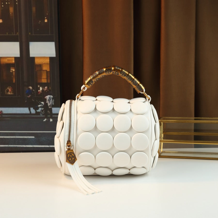 Women's Three-dimensional Polka Dot Decoration Round Handbags