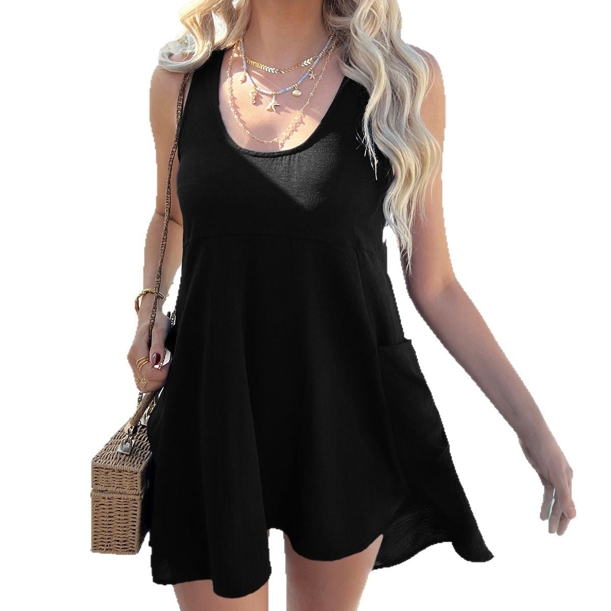 Women's Casual Vacation Style Solid Color Patchwork Dress