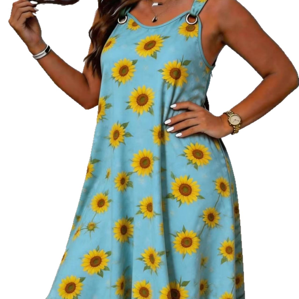 Women's Summer Daisy Printing Slip Loose Vacation Style Vests