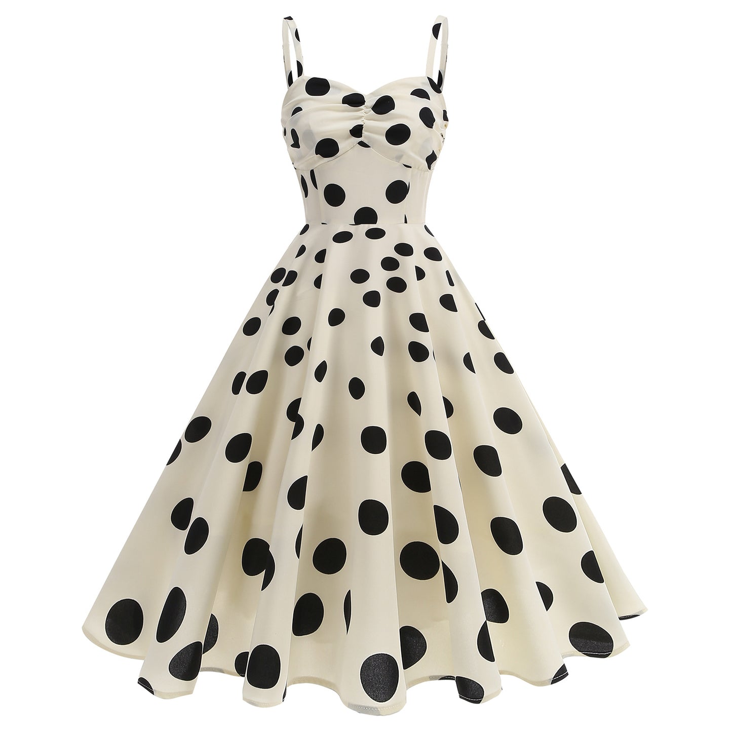 Retro French Elegant Graceful Dot Polka Dots Printed Tied Backless Dress