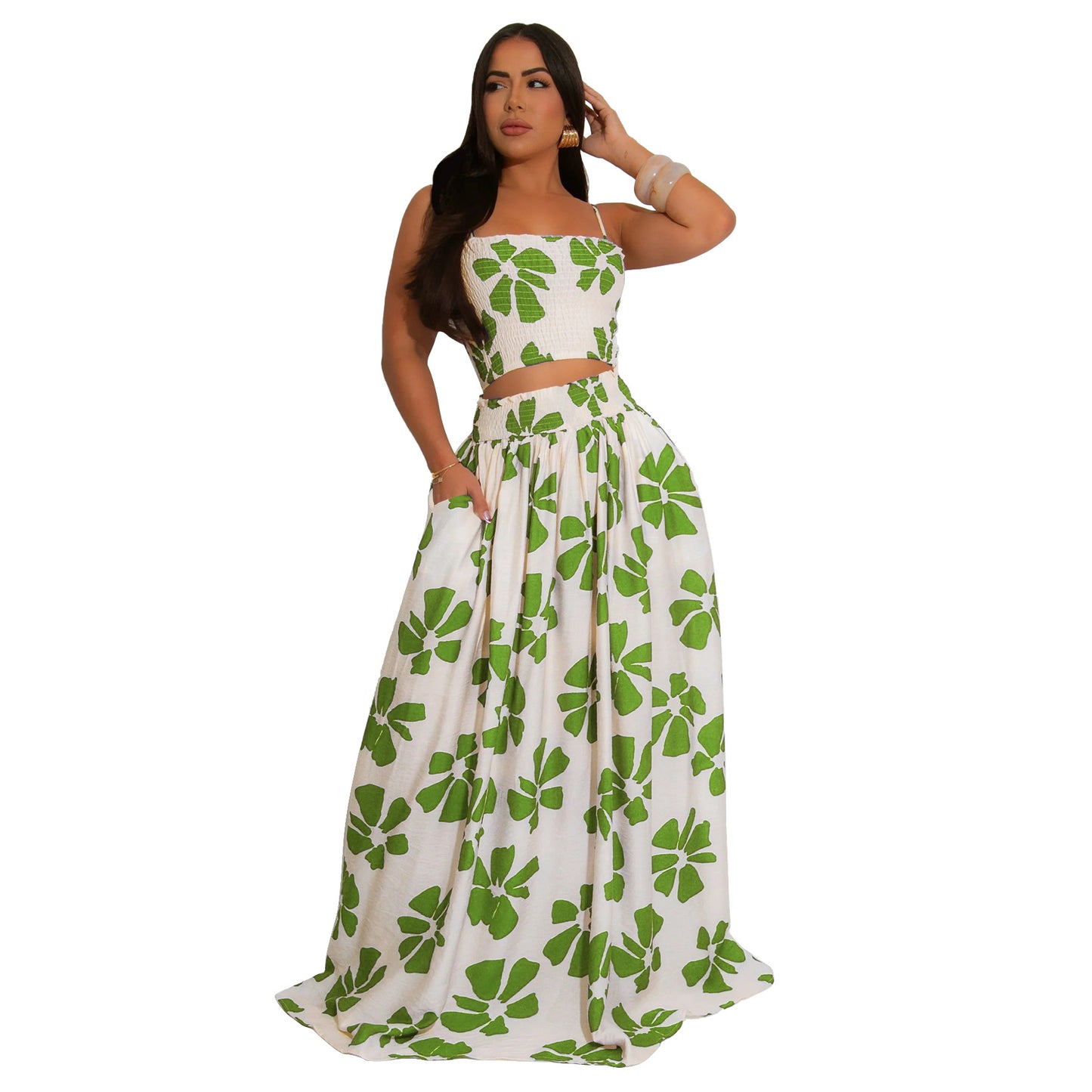 Women's Summer Bohemian Style Sling Smocking Large Suits