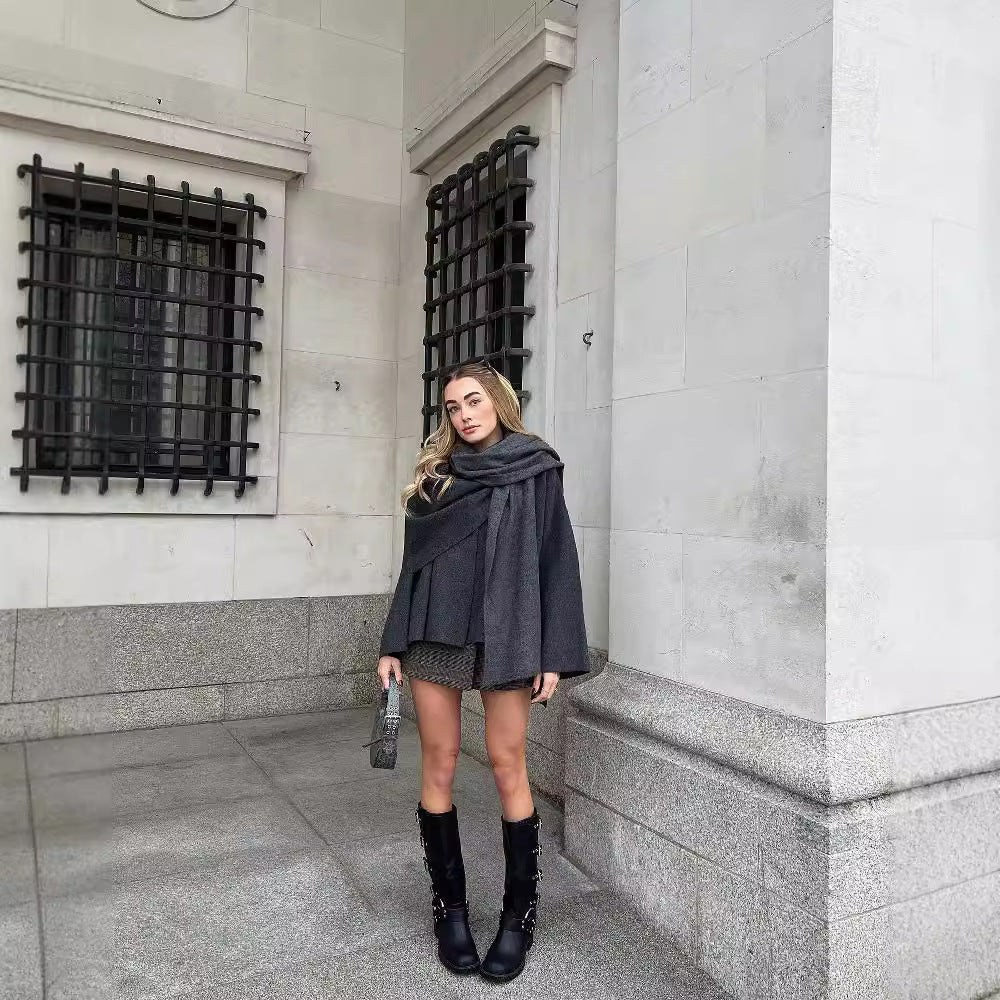 Women's Pretty Beautiful Asymmetric Scarf Knitted Jackets