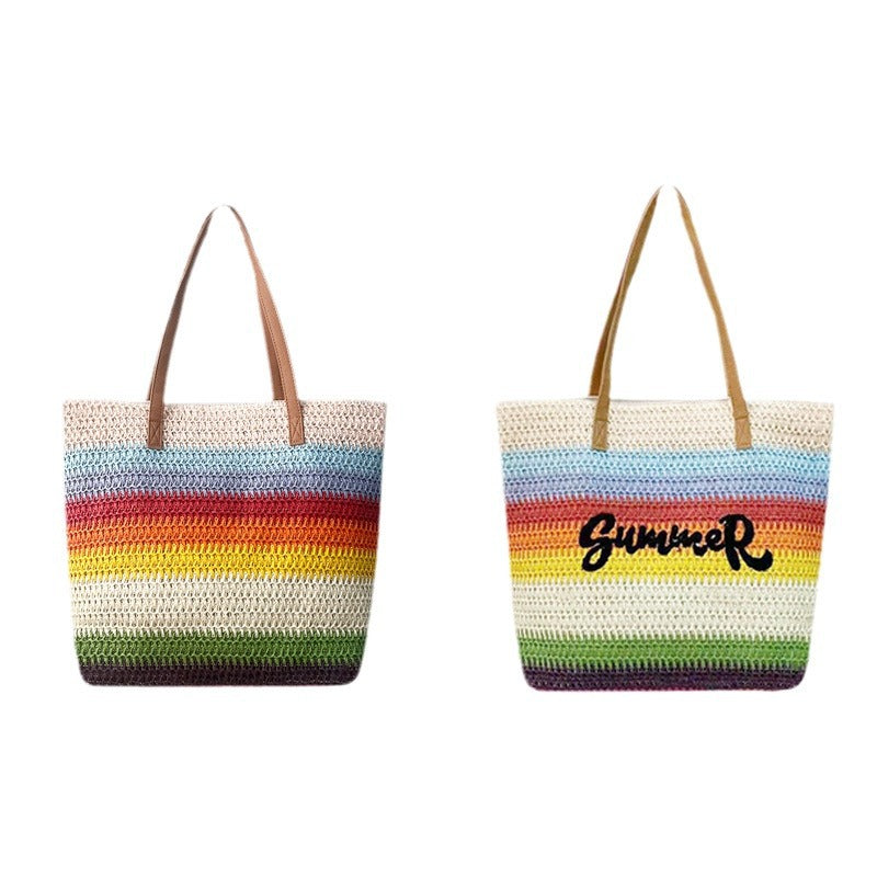 Summer Handmade Embroidery Three-dimensional Flower Letter Tote Bags
