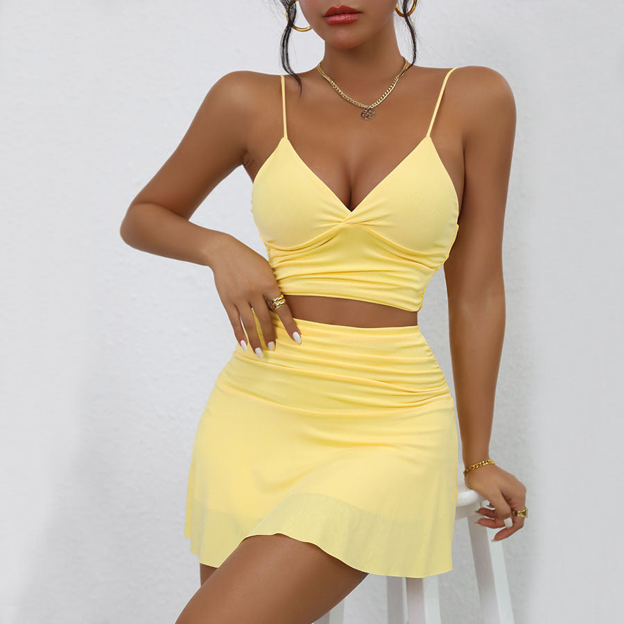 Women's Solid Color Sexy Backless Spaghetti Straps Tops