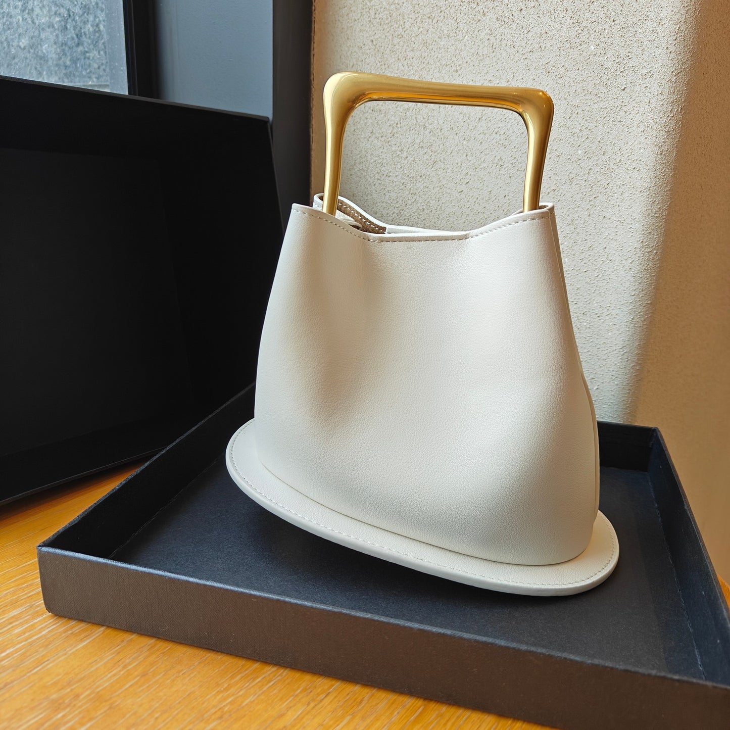 Vintage Genuine Leather With Wooden Irregular Crossbody Bags