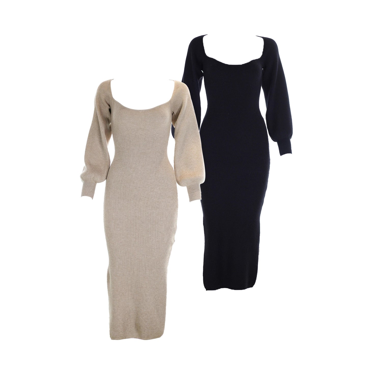 Women's Knitted Dress Sexy Elegant Slim Low-cut Dresses