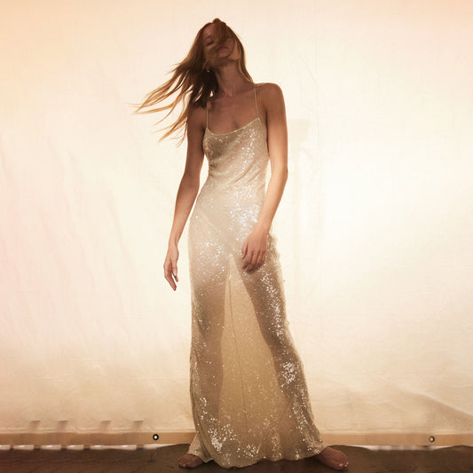 Women's Dress Mop Backless Slip Sequined Dresses