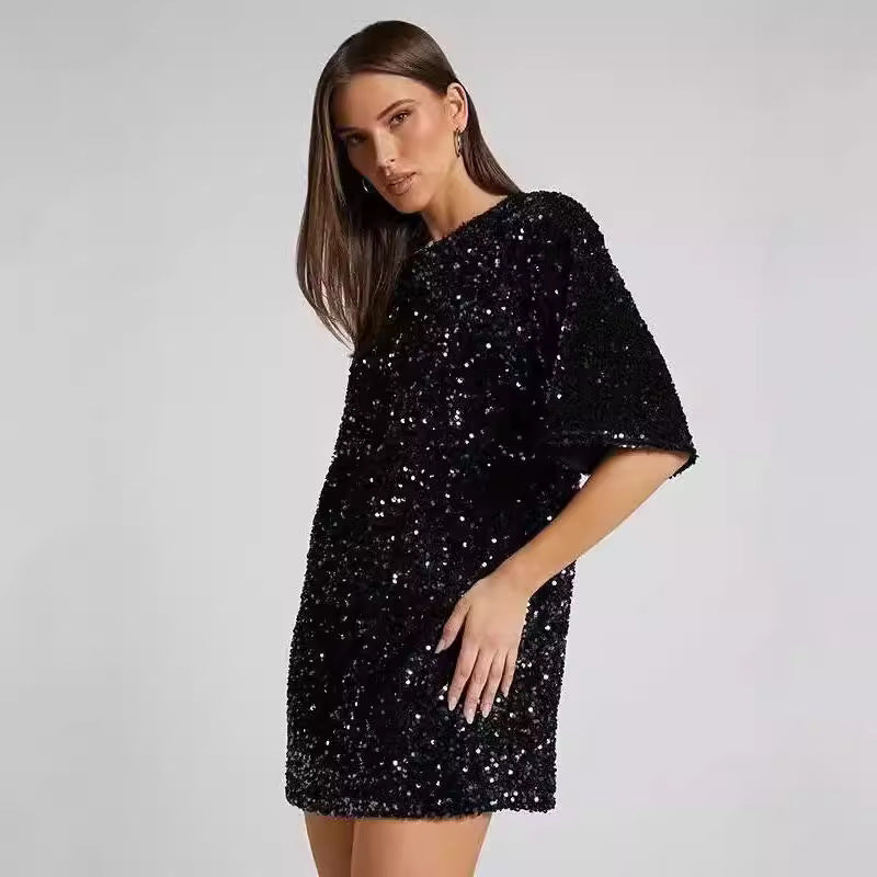 Women's Popular Slant Shoulder Beaded Dress Skirts